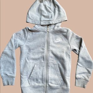 Nike Kids Long Sleeve Hooded Zip-up with Front Pockets Grey 4T Unisex